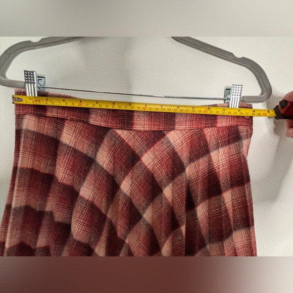 Vintage Pleated Midi Skirt Plaid Wool Blend Size 13/14 Pink/Maroon/Teal - Picture 7 of 10